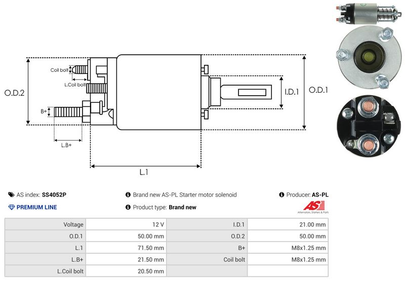 AS-PL SS4052P Solenoid Switch, starter