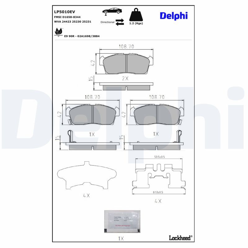 DELPHI LP5010EV Brake Pad Set, disc brake