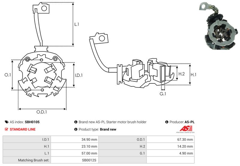 AS-PL SBH0105 Holder, carbon brushes