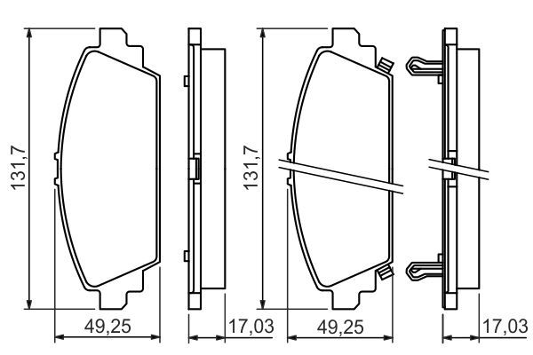 Комплект гальмівних накладок, дискове гальмо, Bosch 0986494414