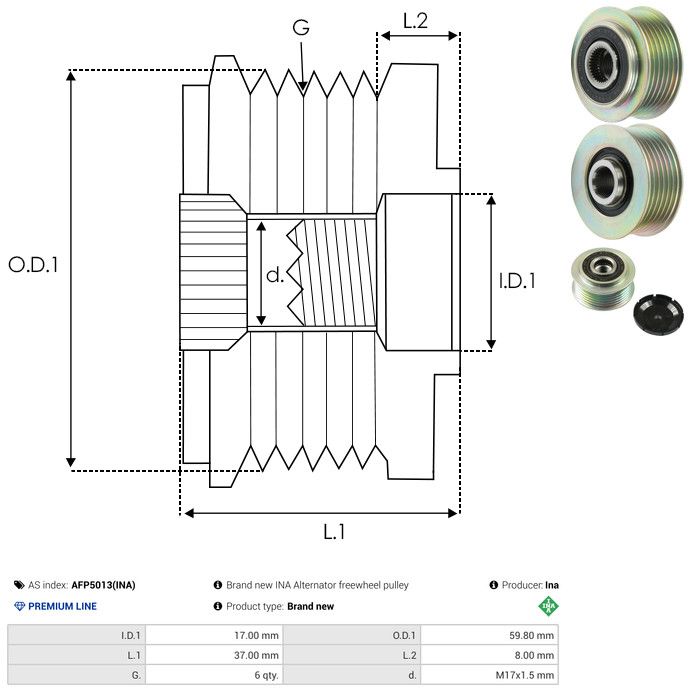 AS-PL AFP5013(INA) Alternator Freewheel Clutch