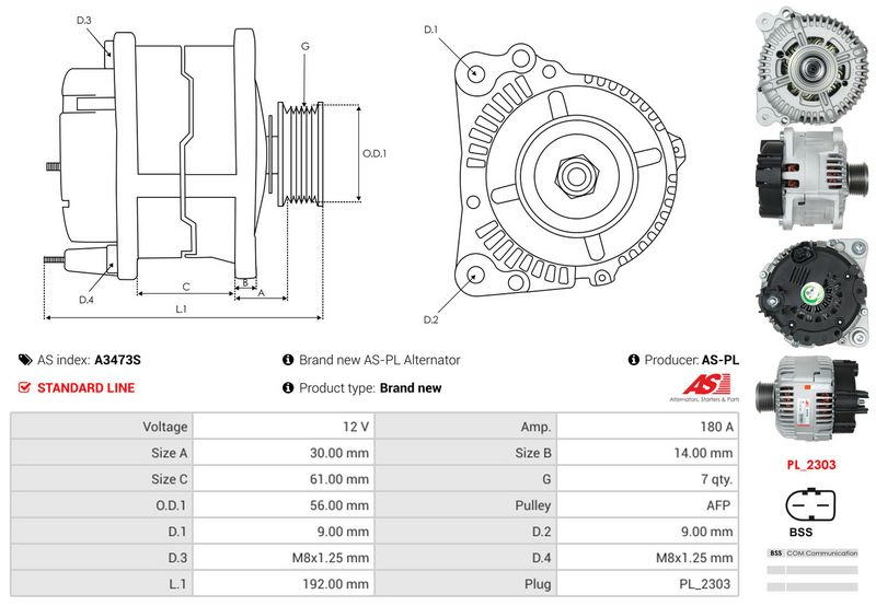 AS-PL A3473S Alternator