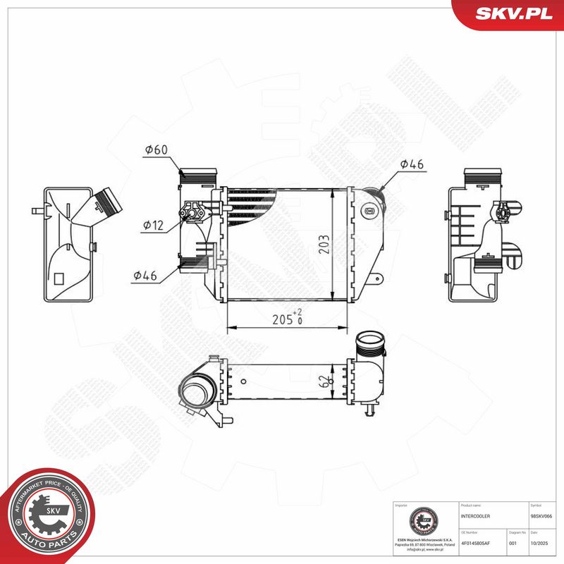 Kompressoriõhu radiaator, ESEN SKV 98SKV066