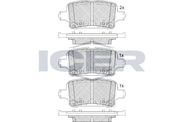 Комплект гальмівних накладок, дискове гальмо, Icer 182257-208