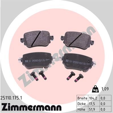 ZIMMERMANN fékbetétkészlet, tárcsafék 25110.175.1