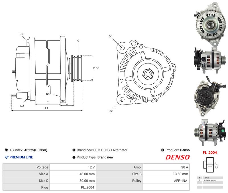 AS-PL A6225(DENSO) Alternator