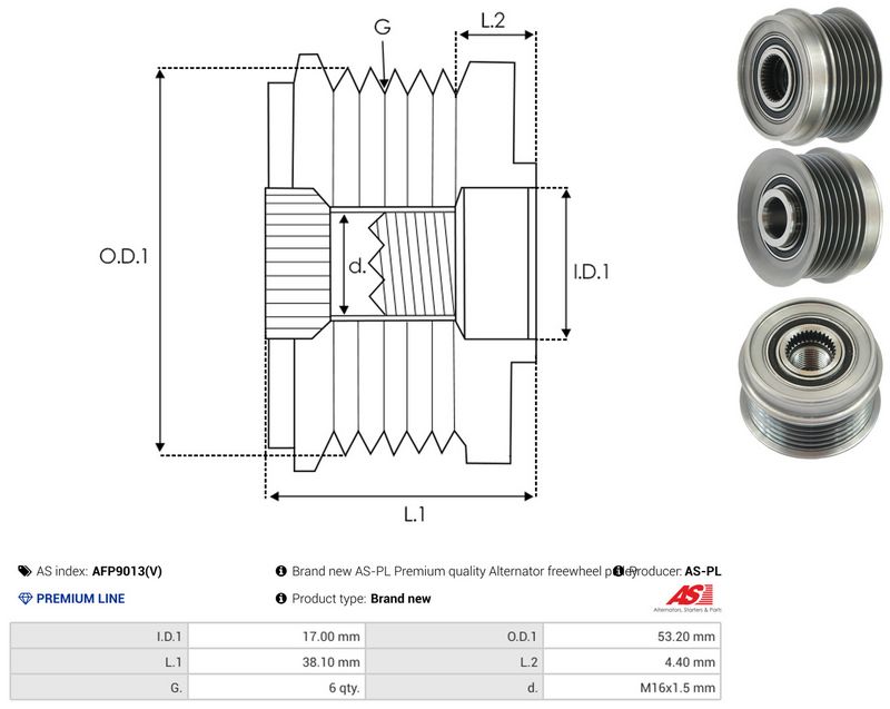 AS-PL AFP9013(V) Alternator Freewheel Clutch