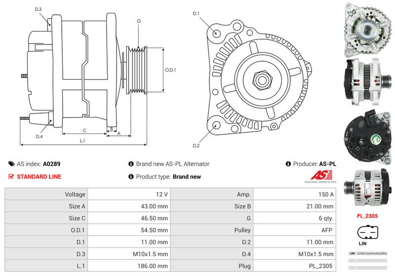AS-PL A0289 Alternator