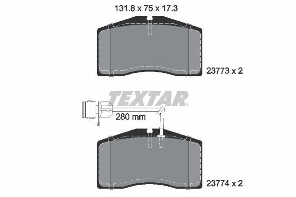 Комплект гальмівних накладок, дискове гальмо, Textar 2377301