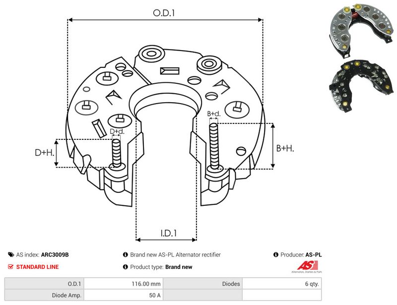 AS-PL ARC3009B Rectifier, alternator