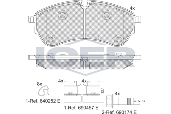 Комплект гальмівних накладок, дискове гальмо, гальмівна система Chassis Brake Int. (, VW Crafter 2.0TDI/Man TGE 16- (CBI) (163.6x67.4x20.7), Icer