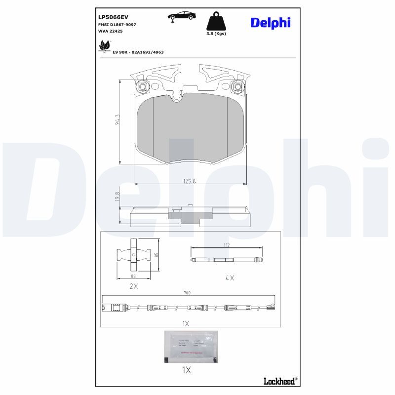 DELPHI LP5066EV Brake Pad Set, disc brake