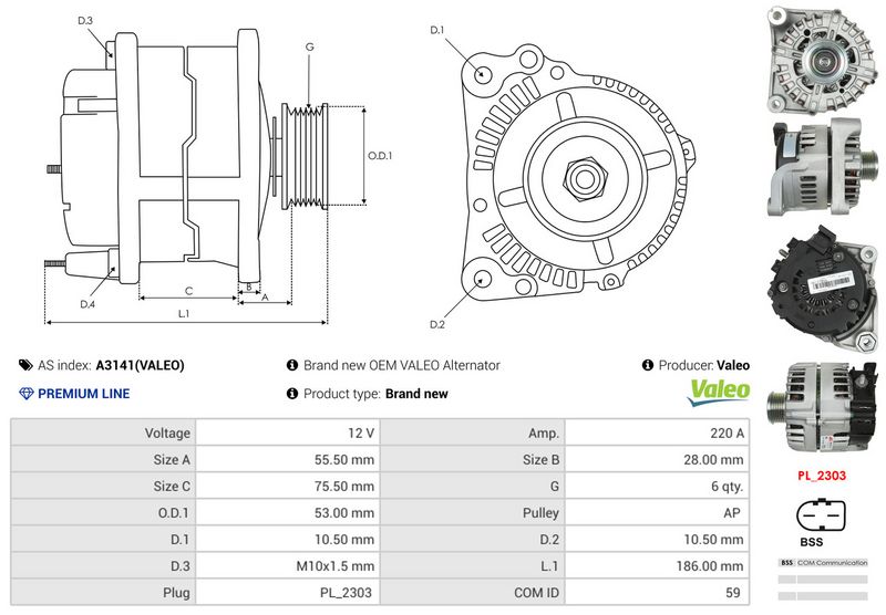 AS-PL A3141(VALEO) Alternator