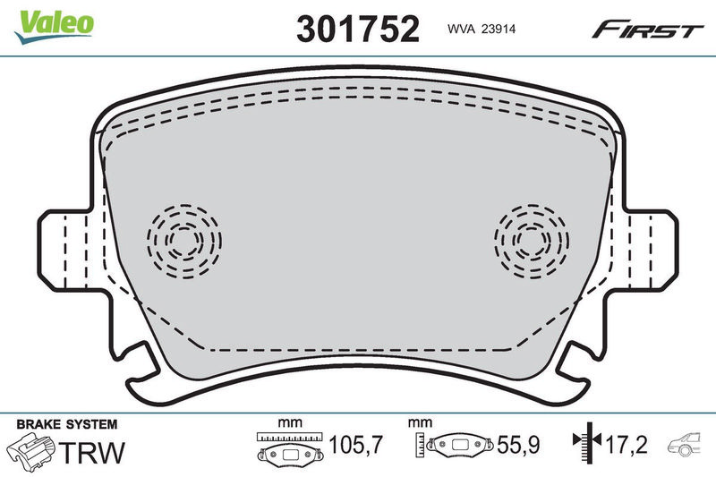 VALEO 301752 Brake Pad Set, disc brake