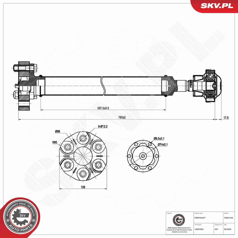 ESEN SKV 76SKV146 Drive Shaft