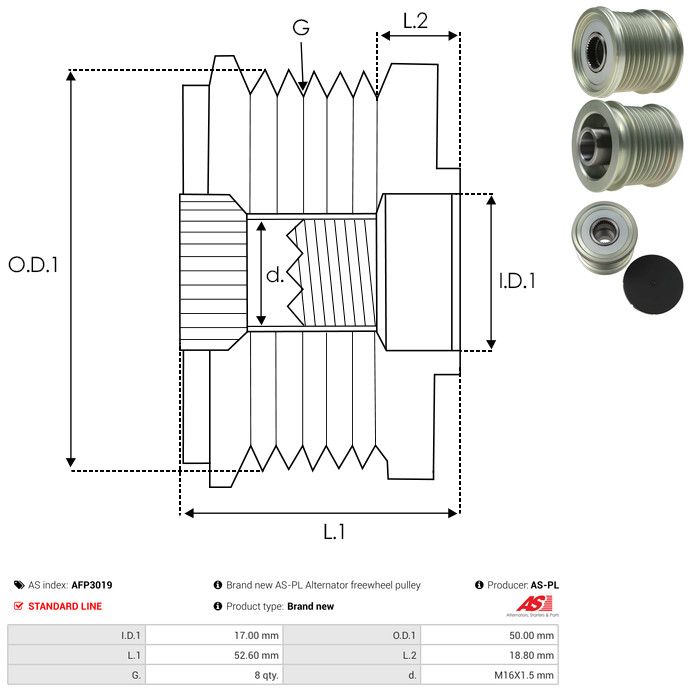 AS-PL AFP3019 Alternator Freewheel Clutch