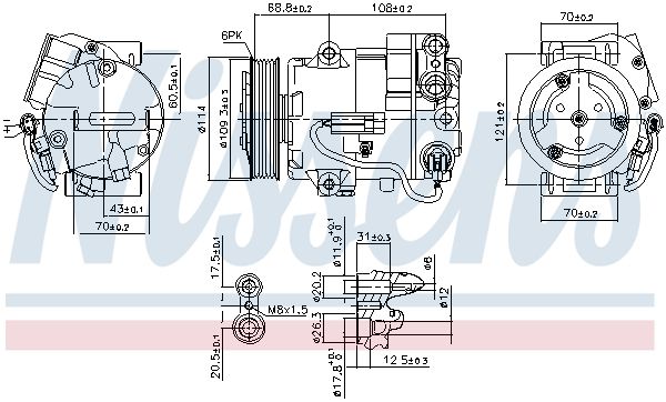 NISSENS OPEL Компрессор кондиционера ASTRA J, MERIVA B