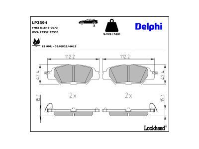 DELPHI LP3394 Brake Pad Set, disc brake