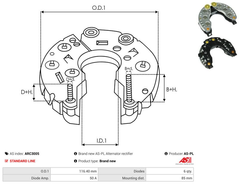 AS-PL ARC3005 Rectifier, alternator