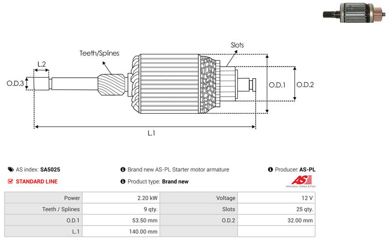 AS-PL SA5025 Armature, starter