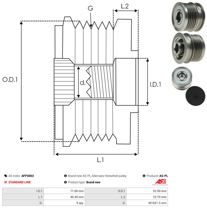 AS-PL AFP3003 Alternator Freewheel Clutch