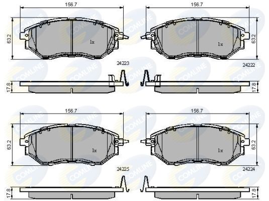 Комплект гальмівних накладок, дискове гальмо, Comline CBP31762