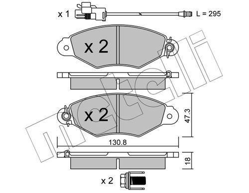 Комплект гальмівних накладок, дискове гальмо, Metelli 22-0253-2