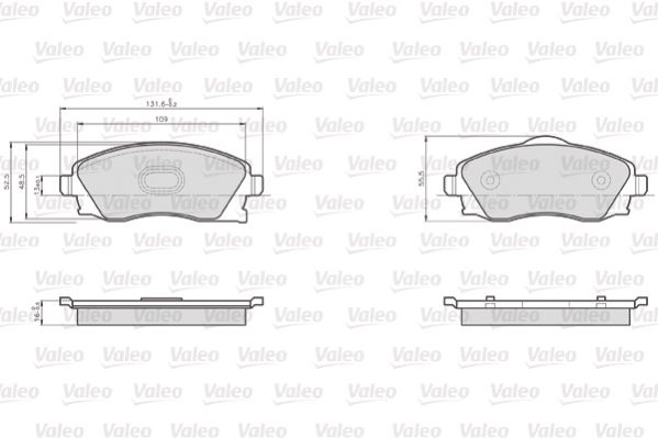 Комплект гальмівних накладок, дискове гальмо, Valeo 872225