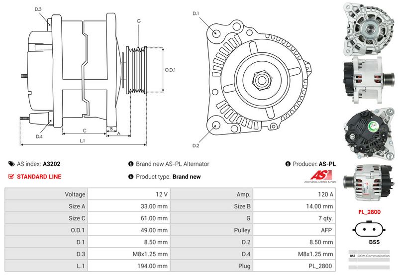 AS-PL A3202 Alternator