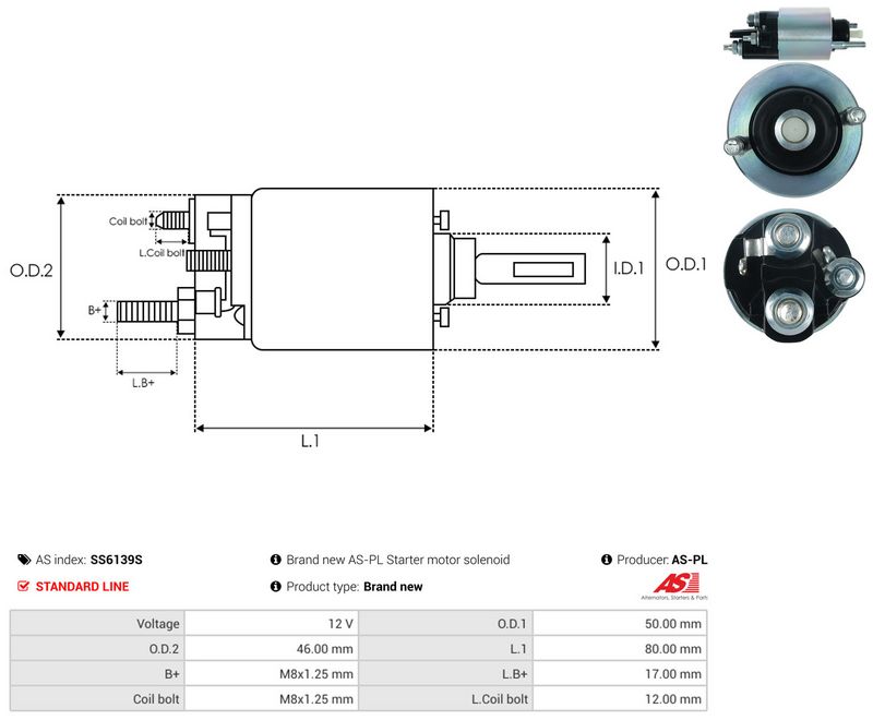 Magnetlülitus, starter, AS-PL SS6139S