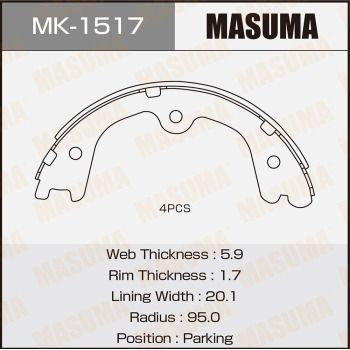 Комплект гальмівних колодок, Masuma MK-1517