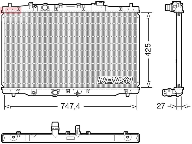 Радіатор, система охолодження двигуна, Denso DRM40054