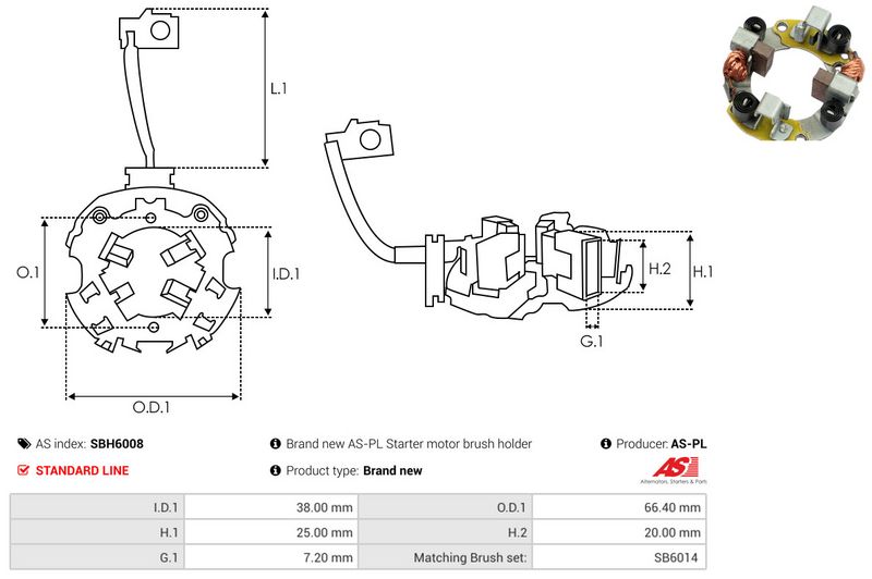 Kinnitus, süsinikuharjad, AS-PL SBH6008
