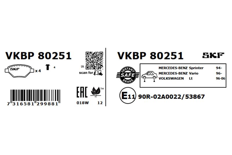 SKF VKBP 80251 Brake Pad Set, disc brake