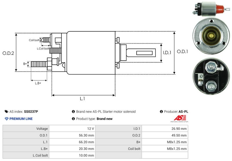 AS-PL SS0237P Solenoid Switch, starter