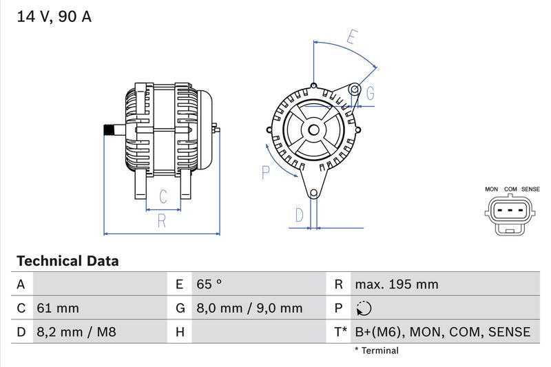 BOSCH Dynamo / Alternator 0 986 044 651