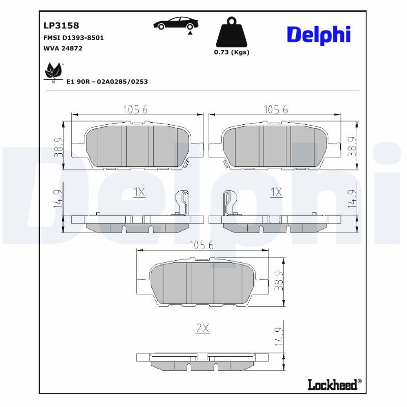 DELPHI LP3158 Brake Pad Set, disc brake