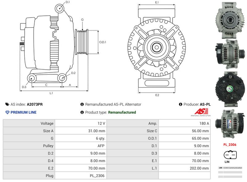 AS-PL A2073PR Alternator