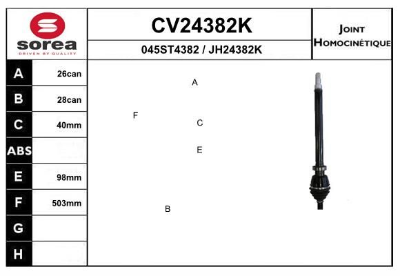 GELENKSATZ ANTRIEBSWELLE EAI CV24382K
