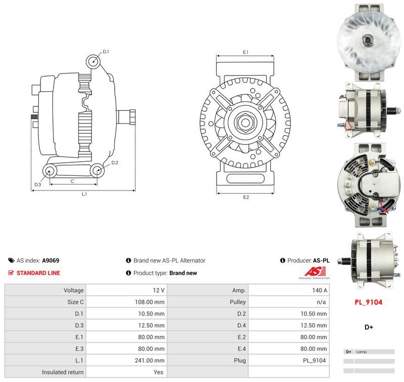 AS-PL A9069 Alternator