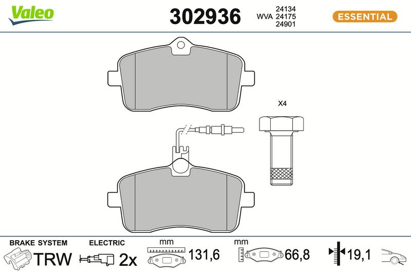 комплект спирачно феродо, дискови спирачки VALEO