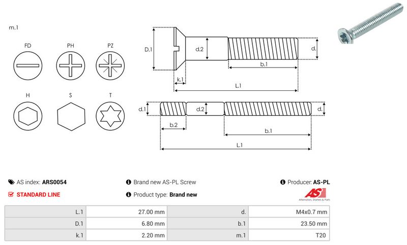 AS-PL ARS0054 Repair Set, alternator