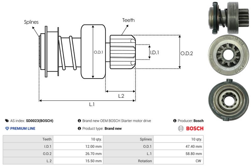 AS-PL SD0023(BOSCH) Freewheel Gear, starter