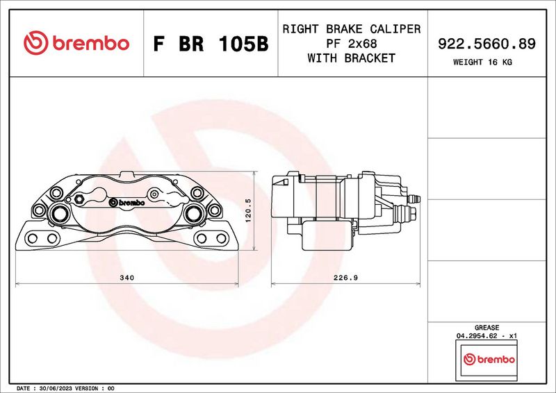 BREMBO FBR105B Brake Caliper