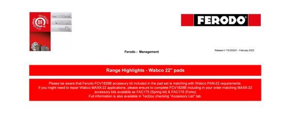 Sada brzdových destiček, kotoučová brzda FCV1828B