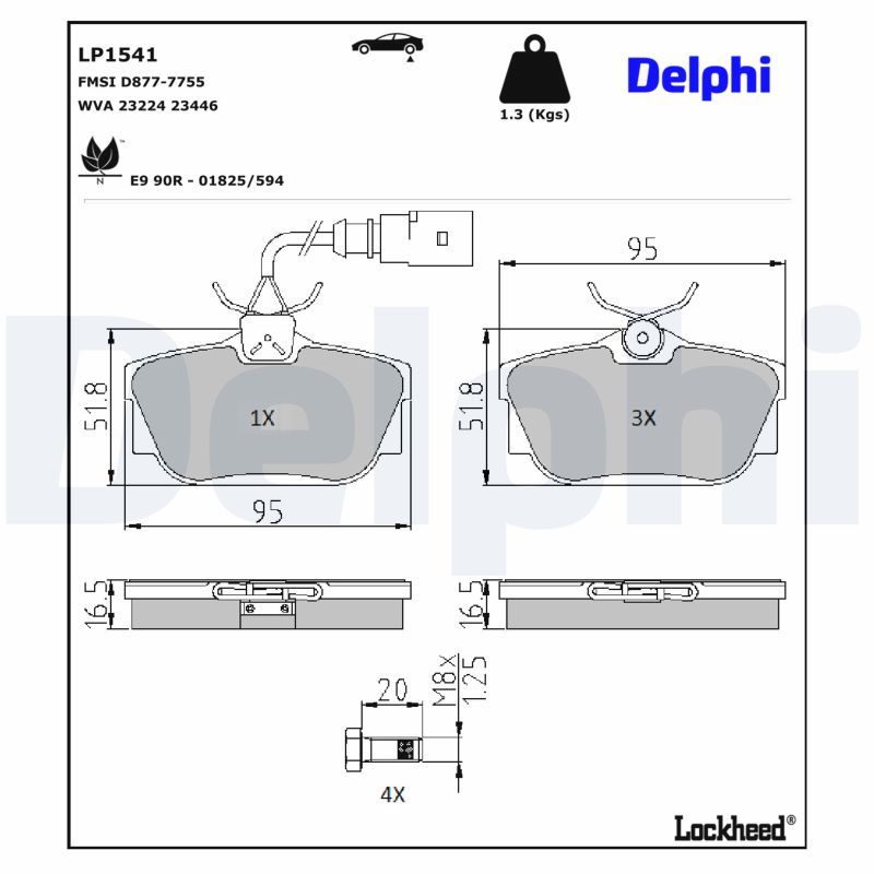 Piduriklotsi komplekt, ketaspidur, DELPHI LP1541