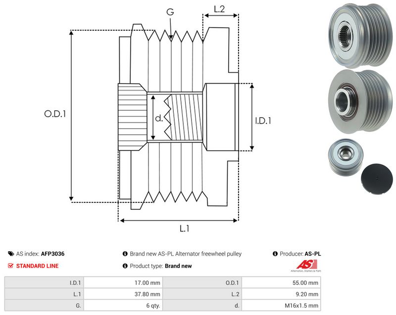AS-PL AFP3036 Alternator Freewheel Clutch