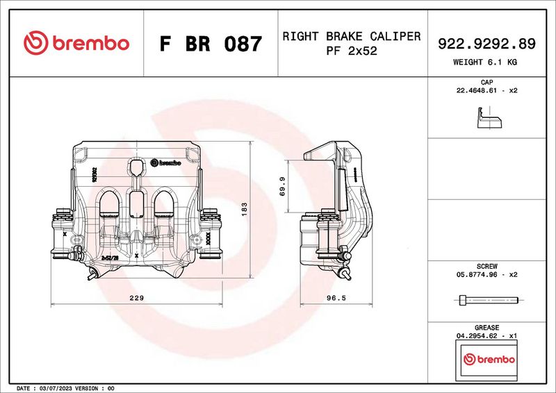BREMBO FBR087 Brake Caliper