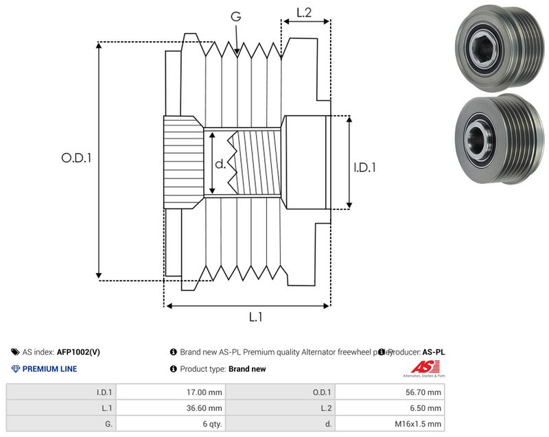 AS-PL AFP1002(V) Alternator Freewheel Clutch