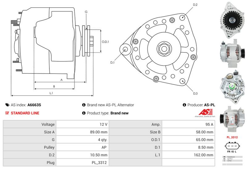 AS-PL A6663S Alternator